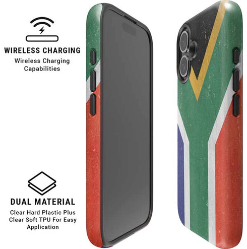 South Africa Flag Distressed iPhone 16 Plus Magsafe Impact Case